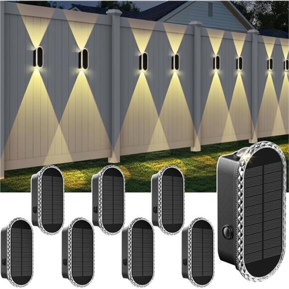 3 Modes/ Up & Down Lighting Solar Fence Lights: This solar wall lights uses up & - Picture 1 of 7